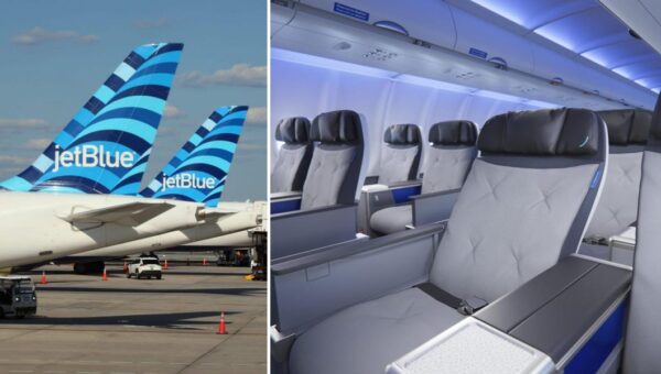 JetBlue unveiled its new domestic first-class seat with more space, Bluetooth, and customizable cocktails. Take a look.