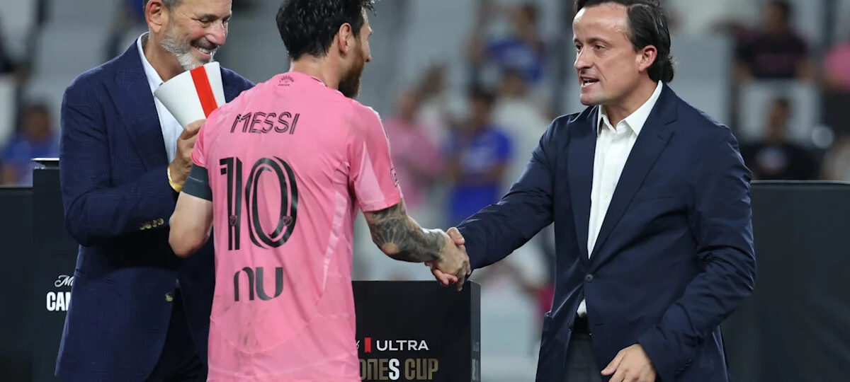 Watch Lionel Messi appear to have heated moment with MLS commissioner