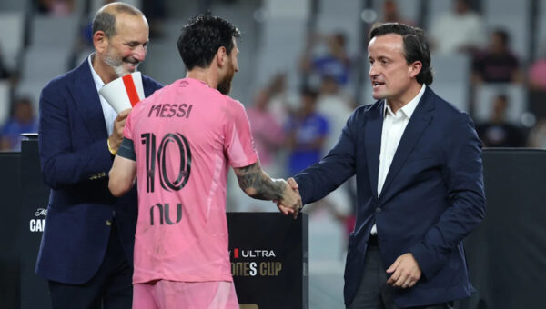 Watch Lionel Messi appear to have heated moment with MLS commissioner