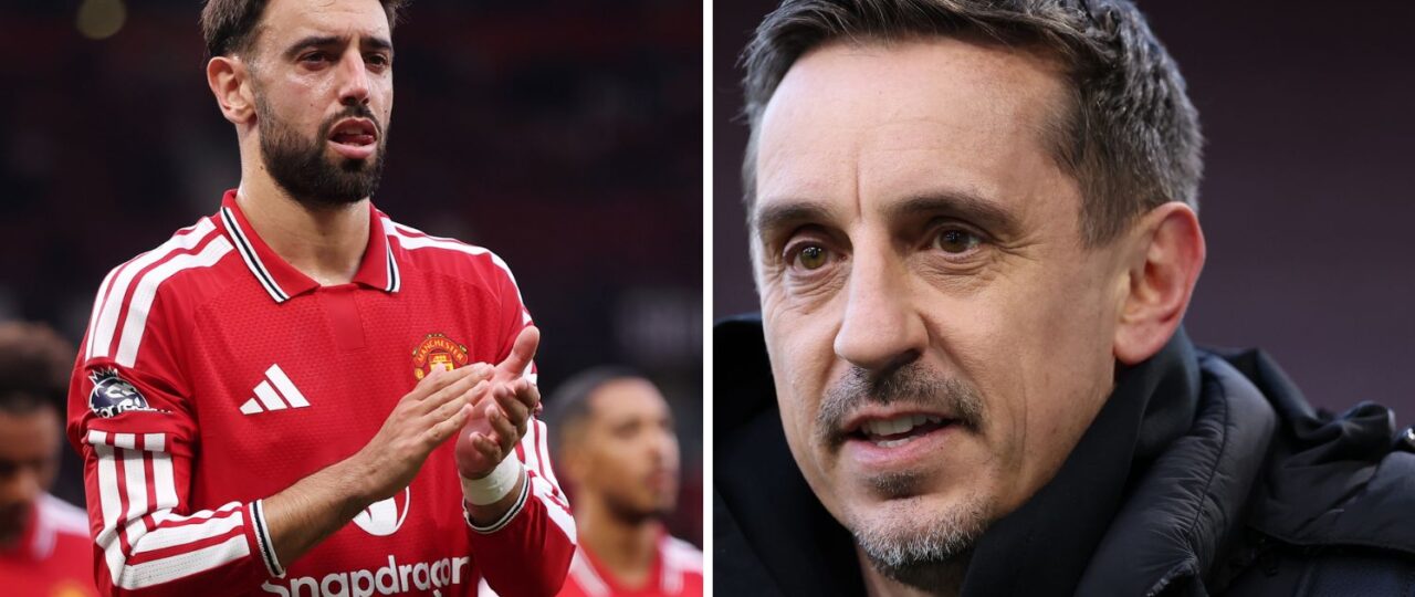 Gary Neville admits he disagrees with one thing Bruno Fernandes did during Man City defeat as Roy Keane hits back