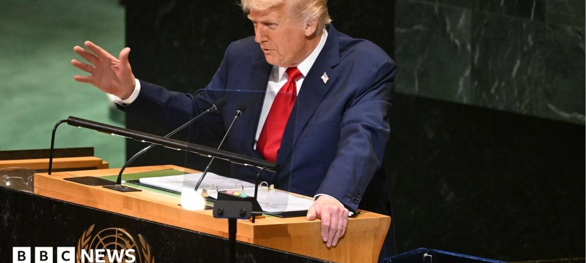 American power, AI and a walkout - key moments from Trump's UN speech