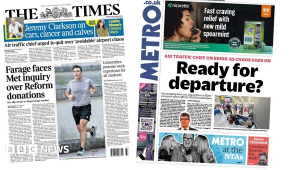 ‘Farage faces Met inquiry’ and ‘Ready for departure?’