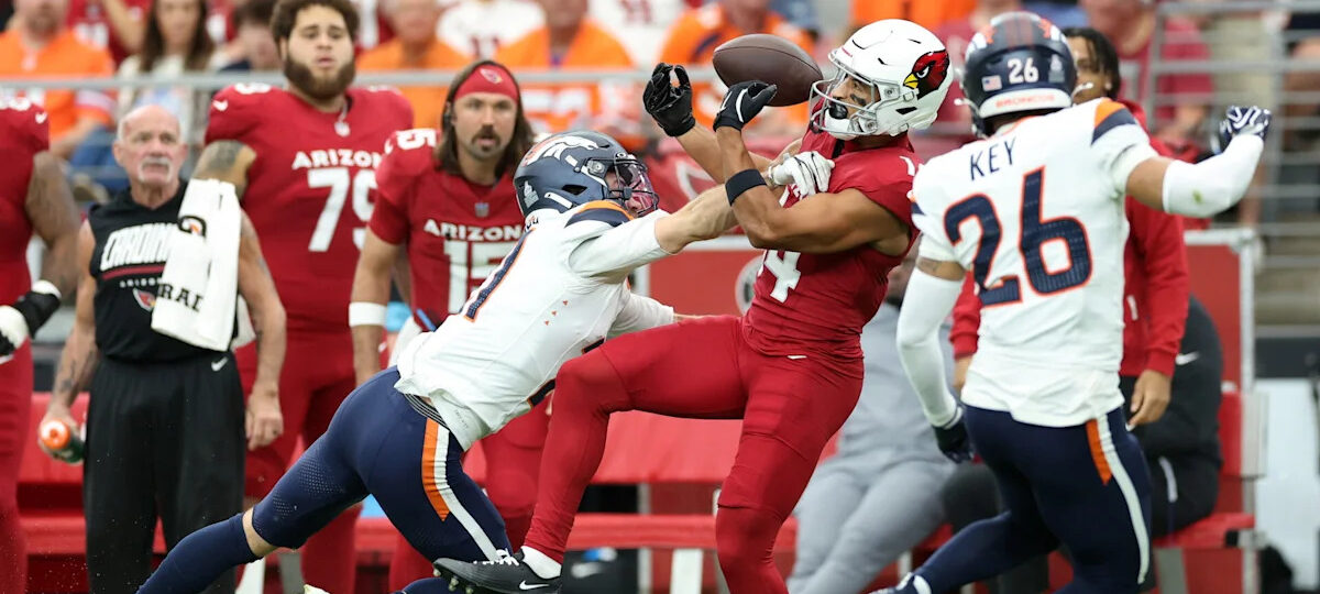 Broncos up 13-6 at halftime in Arizona