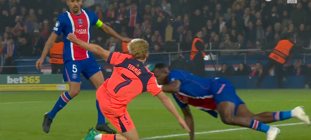 (Video): PSG star’s brave clearance saves a goal but earns him a boot to the head