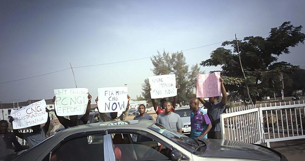 CNG protest rocks Niger as motorists storm NNPC mega station with placards