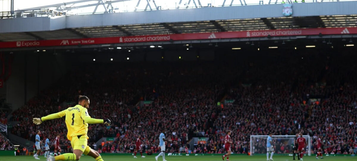 A commanding display in goal arrived at Anfield from a Manchester City leader