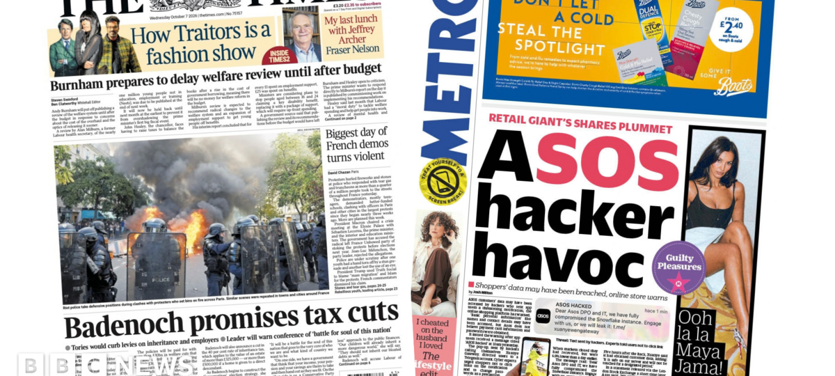 The Papers: 'Badenoch promises tax cuts' and 'Asos hacker havoc'