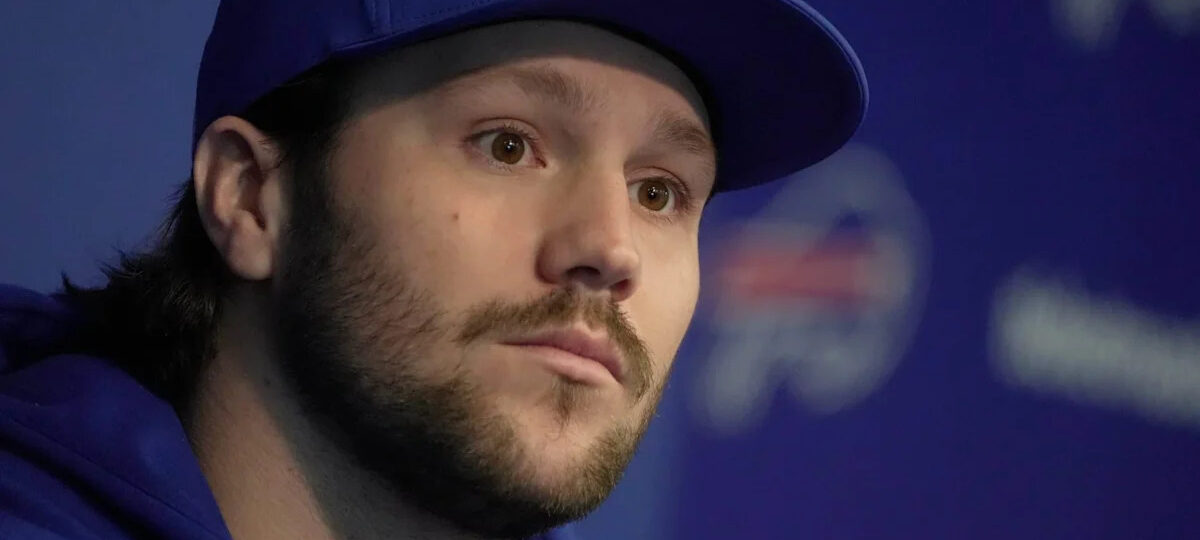 Bills’ Josh Allen Finishes Interview Despite a Fight Breaking Out Behind Him