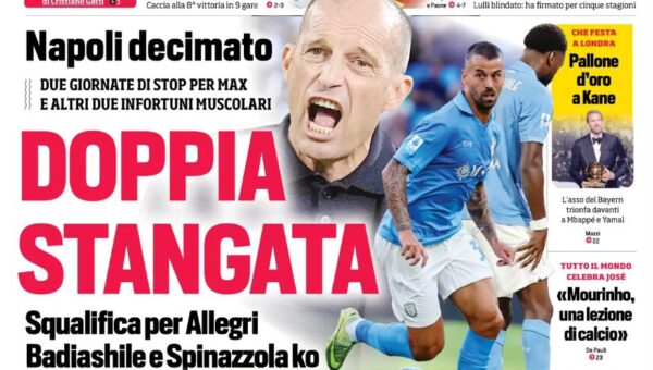 Today’s Papers – Double Napoli blow, Juventus drop Kolo Muani?