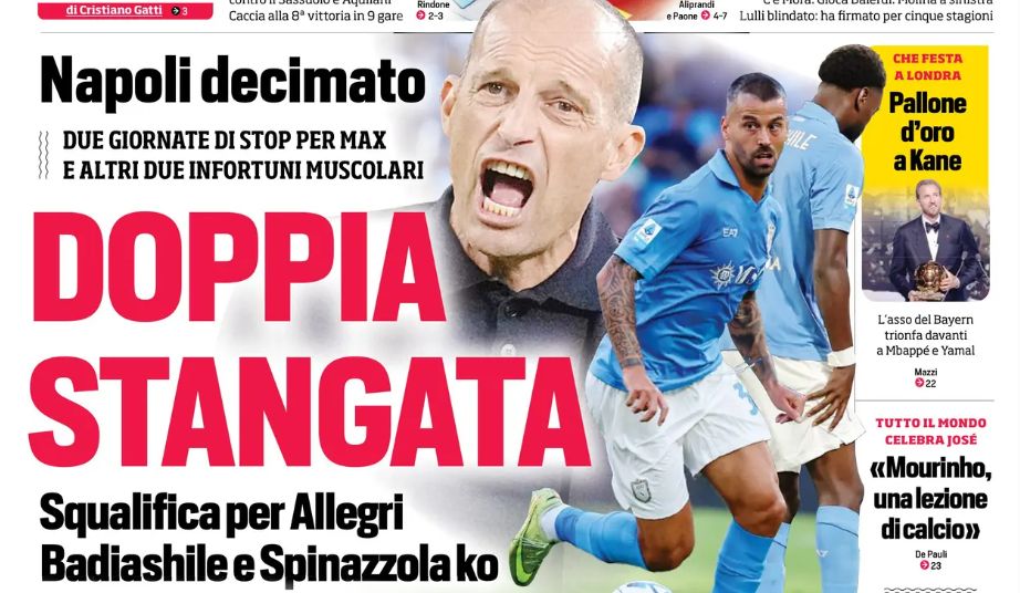 Today’s Papers – Double Napoli blow, Juventus drop Kolo Muani?