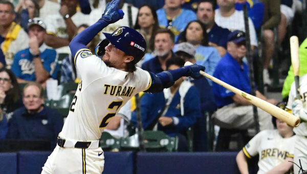 Turang homers and Milwaukee’s bullpen delivers as the Brewers beat the Dodgers 2-1 in NLCS opener