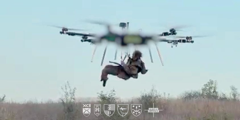 Ukrainian forces say they used a heavy drone to evacuate a wounded soldier for the first time