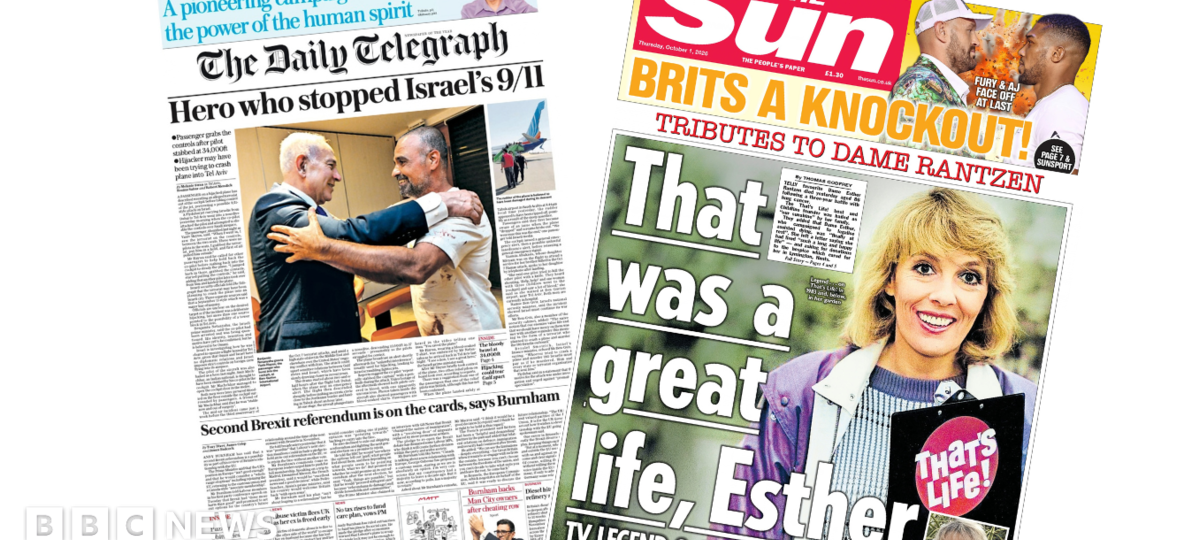 The Papers: 'Israel's 9/11 stopped' and 'That was a great life'