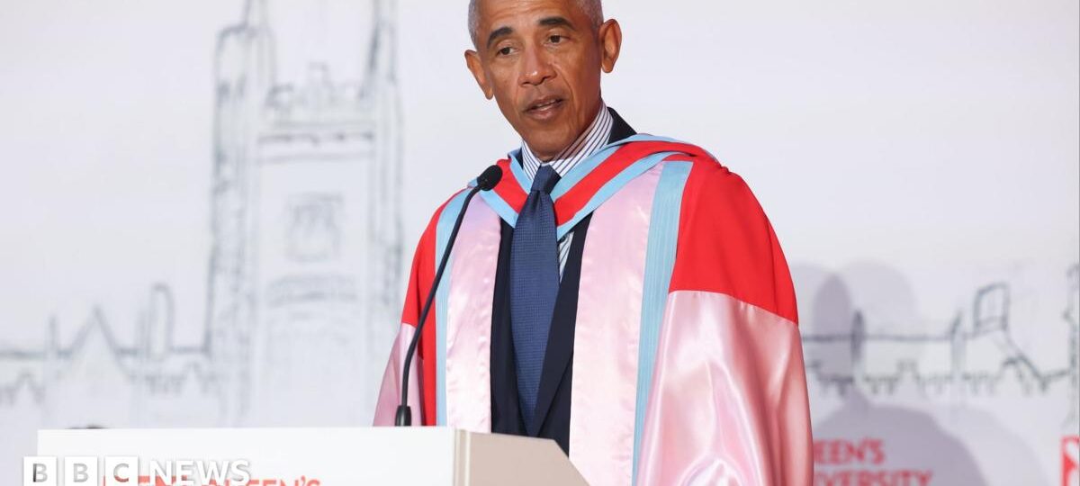 Obama receives honorary degree from Queen's University Belfast