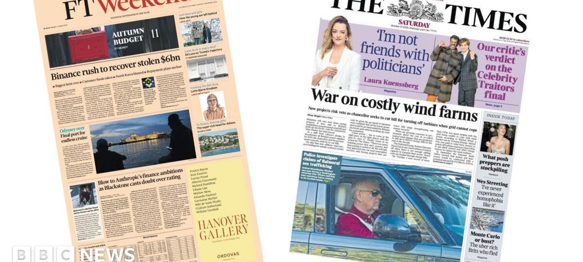 The Papers: 'Rush to recover stolen $6bn' and 'War on wind farms'
