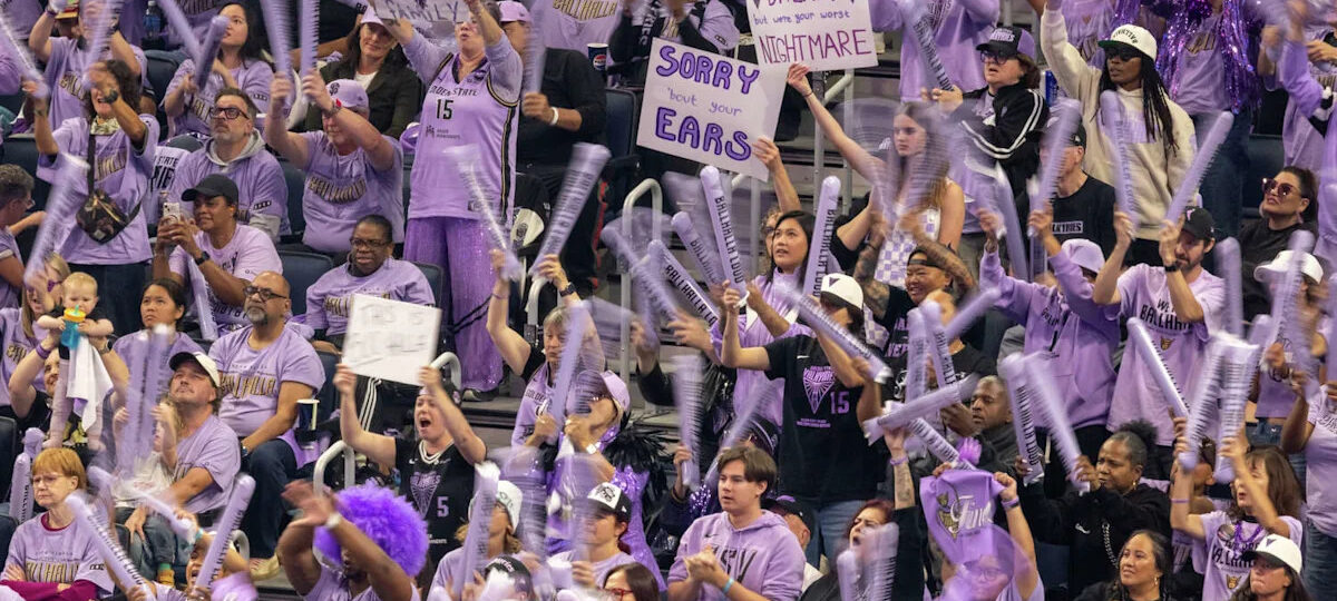 Anti-trans protesters showed up at the WNBA Finals. Valkyries fans shut them down.