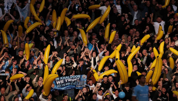 Man City fans revive bizarre inflatable banana tradition at Anfield
