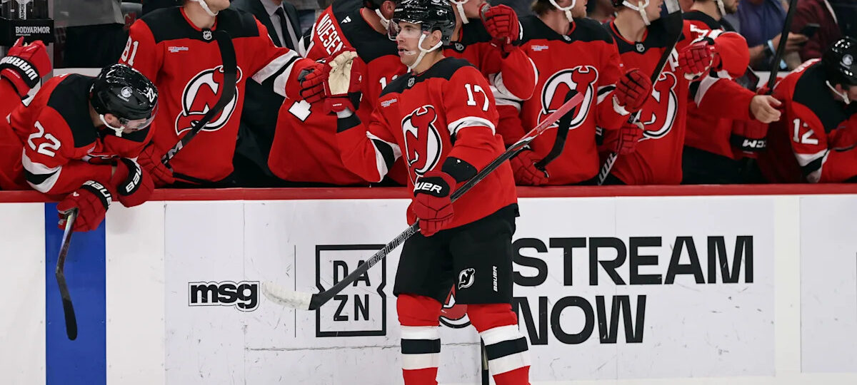 Devils score four goals in just over five minutes on the way to routing the Rangers 7-1
