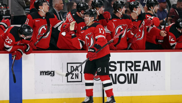 Devils score four goals in just over five minutes on the way to routing the Rangers 7-1