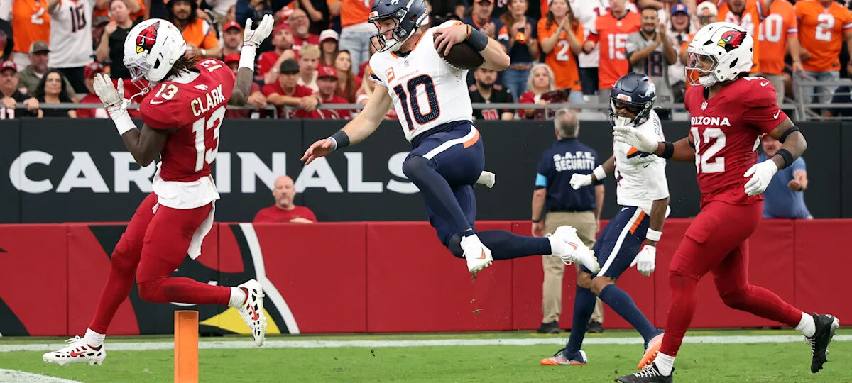 Bo Nix breaks out wild 62-yard touchdown run in Broncos' matchup vs. Cardinals