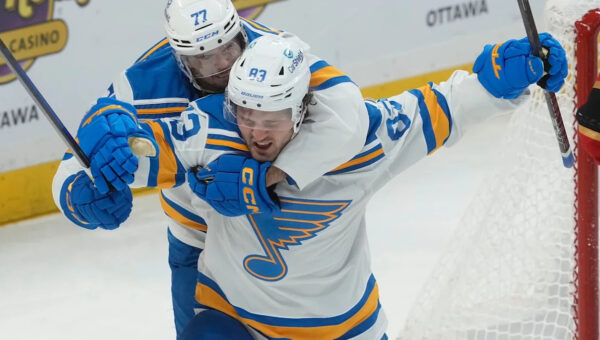 Suter, Neighbours and McTavish score 2 each as the Blues rout the Senators 7-2