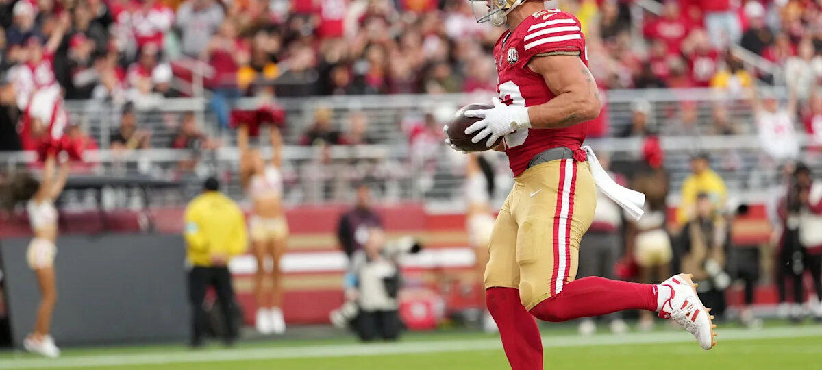 WATCH: McCaffrey scores second TD of night to make it 20-3 at half