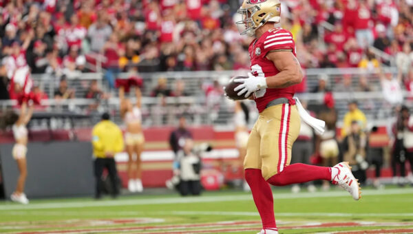 WATCH: McCaffrey scores second TD of night to make it 20-3 at half