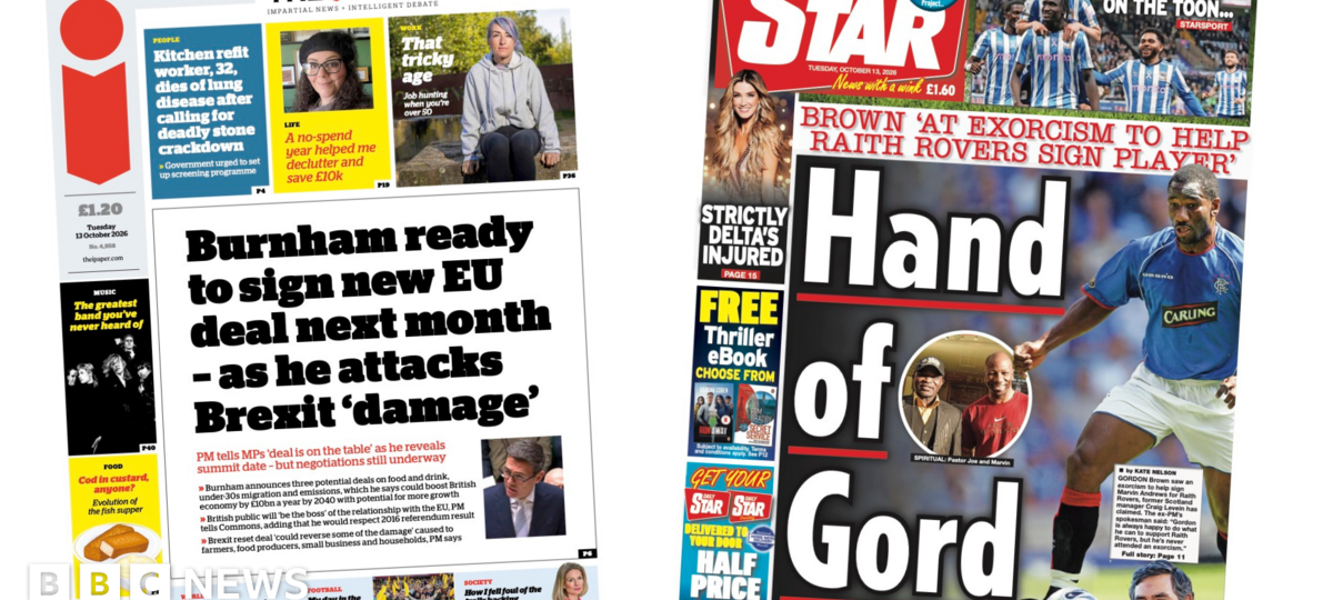 The Papers: 'Burnham ready to sign new EU deal' and 'Hand of Gord'