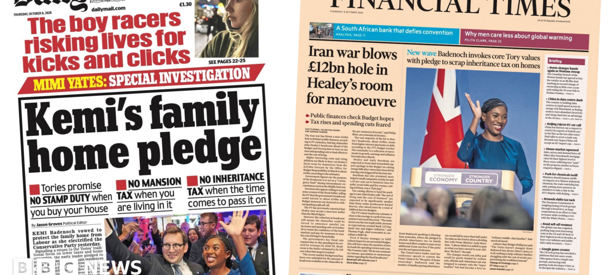 The Papers: 'Kemi's family home pledge' and 'Badenoch invokes core Tory values'