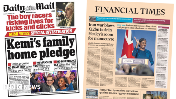 The Papers: ‘Kemi’s family home pledge’ and ‘Badenoch invokes core Tory values’