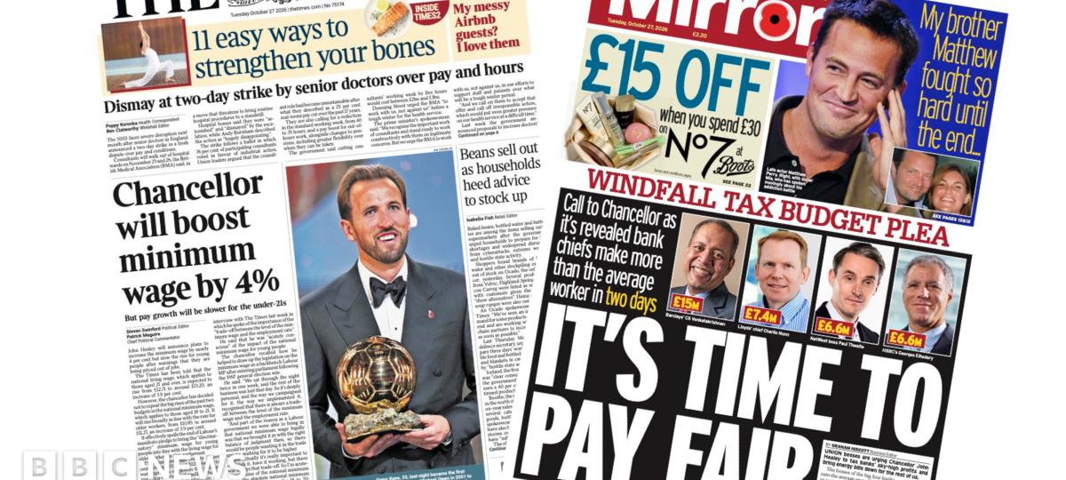The Papers: 'England's golden boy' Kane and 'Time to pay fair'