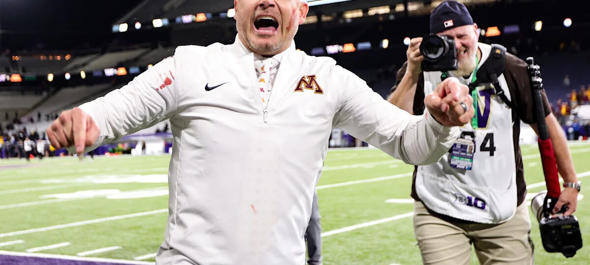 P.J. Fleck crowd surfs on 'Big Noon Kickoff' before Minnesota-Michigan