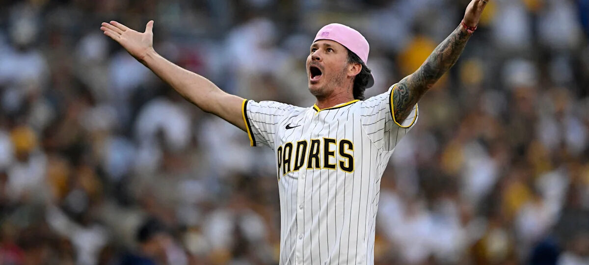 Blink-182 star gets emotional singing his own song with Padres fans