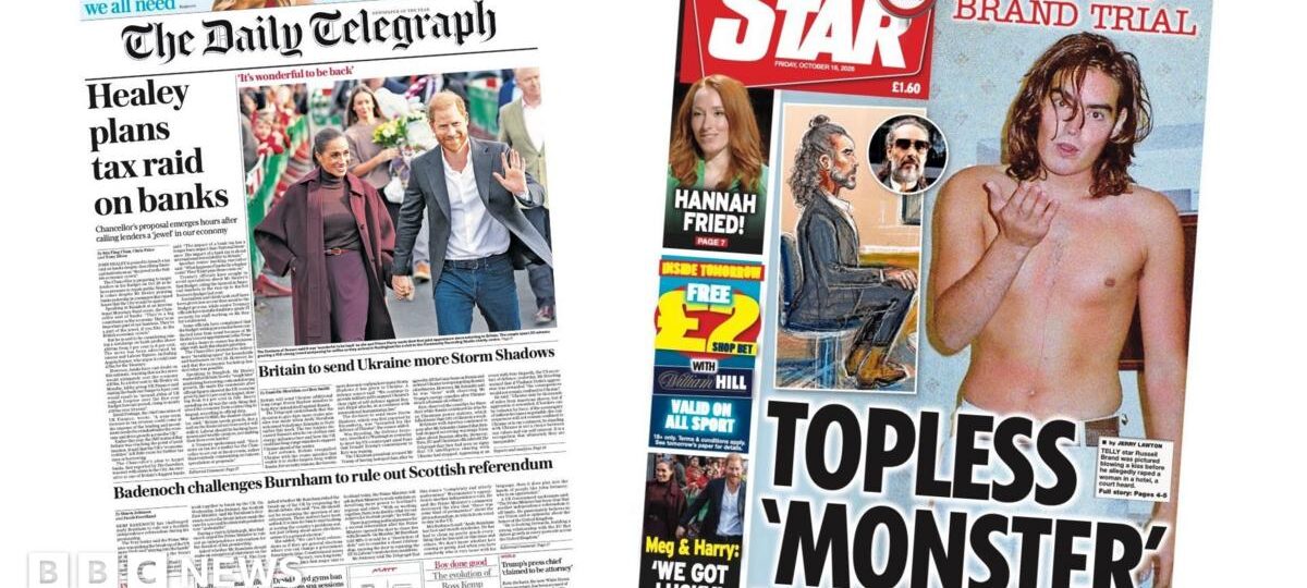 The Papers: Healey's 'tax raid on banks' and Brand 'topless monster'
