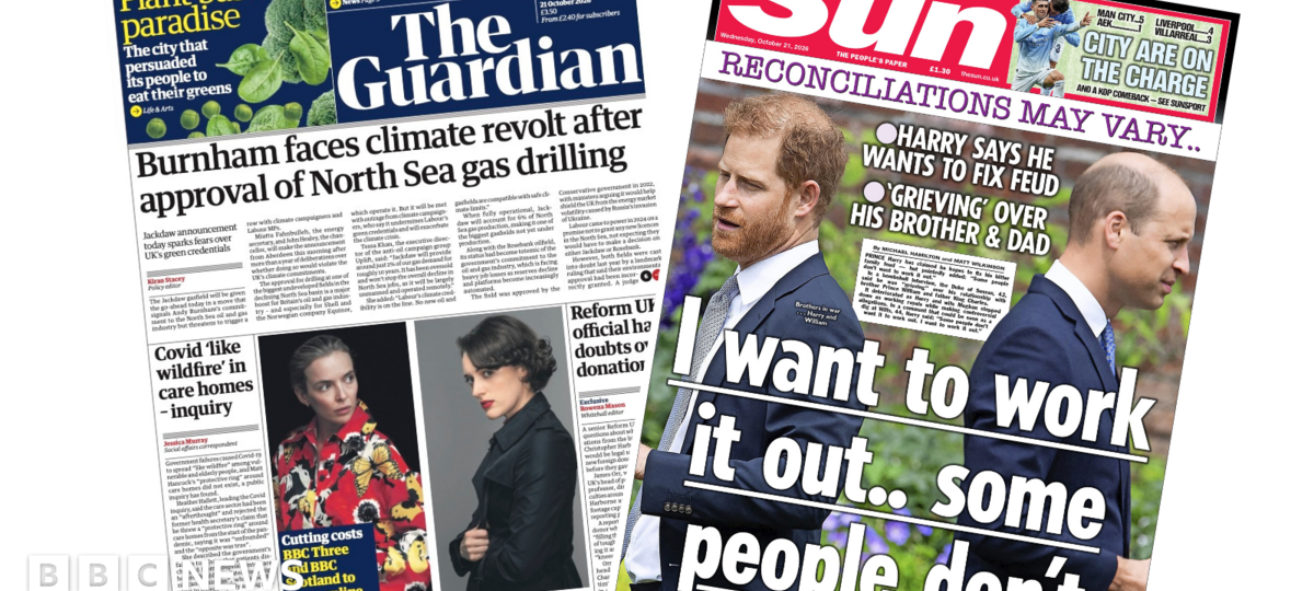 The Papers: 'Burnham faces climate revolt' and 'Harry wants to fix feud'