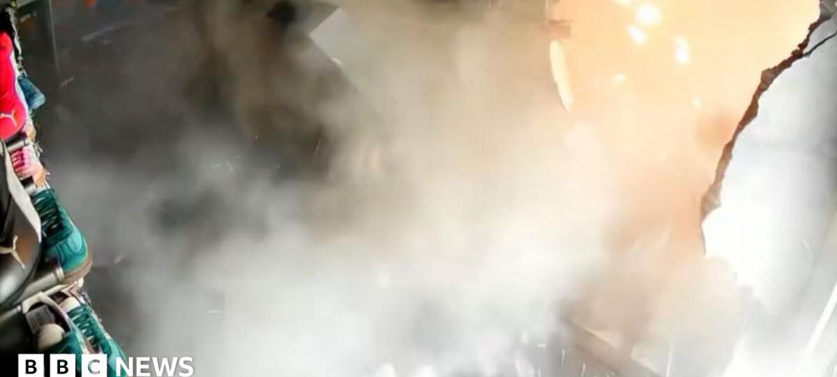 Watch: Moment Indonesian sneaker shop is torn apart by explosion