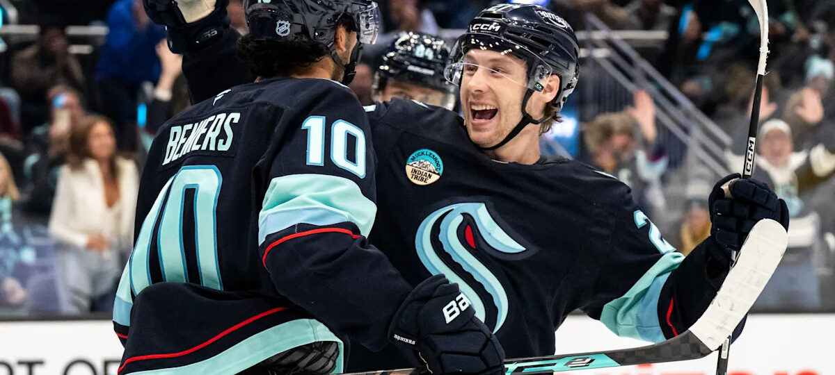 Mackie Samoskevich's late goal lifts Kraken over Mammoth 5-3