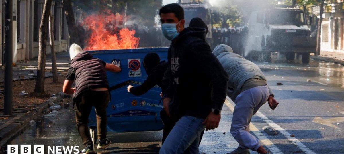 Violent clashes between police and protesters in Albania