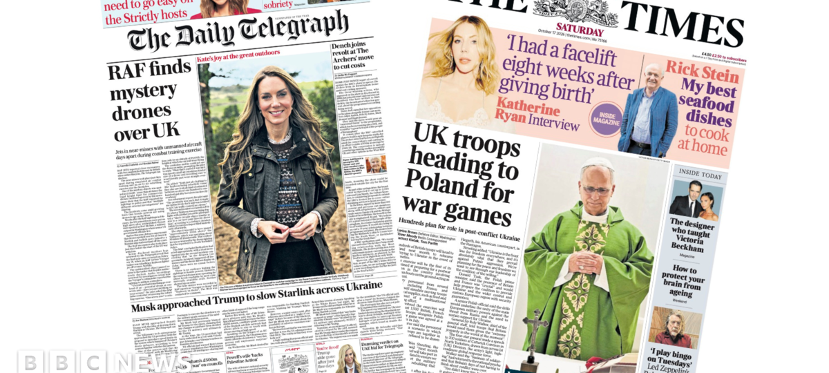 The Papers: 'Mystery drones over UK' and 'Troops heading to Poland for war games'