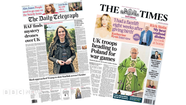 The Papers: ‘Mystery drones over UK’ and ‘Troops heading to Poland for war games’