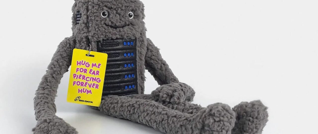 This sold-out plushie emits the grating hum of a real-life data center when you squeeze it