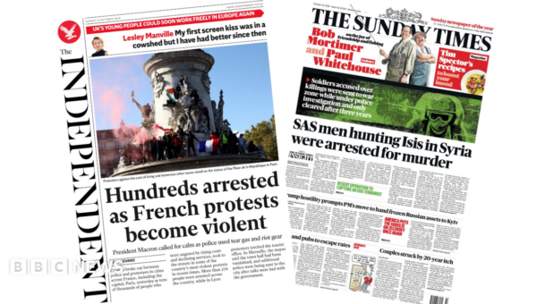 The Papers: 'French protests become violent' and SAS men 'arrested for murder'