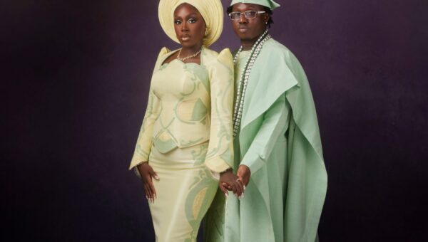 Zlatan Ibile & Davita Omoniyi Celebrate Yoruba Heritage in Lemon Yellow and Mint Green
