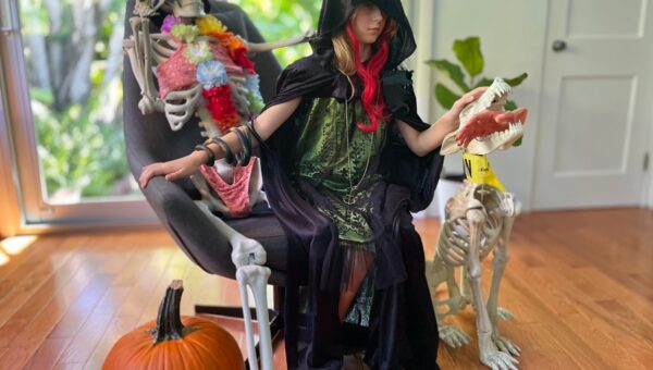 I’ve loved Halloween since I moved from France to the US. The creativity is my favorite part, so my 9-year-old makes her own costume.