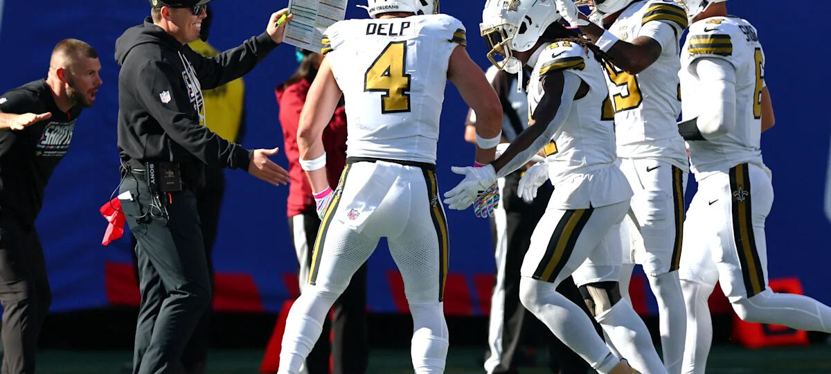 WATCH: Saints HC Kellen Moore issues game balls after beating Giants