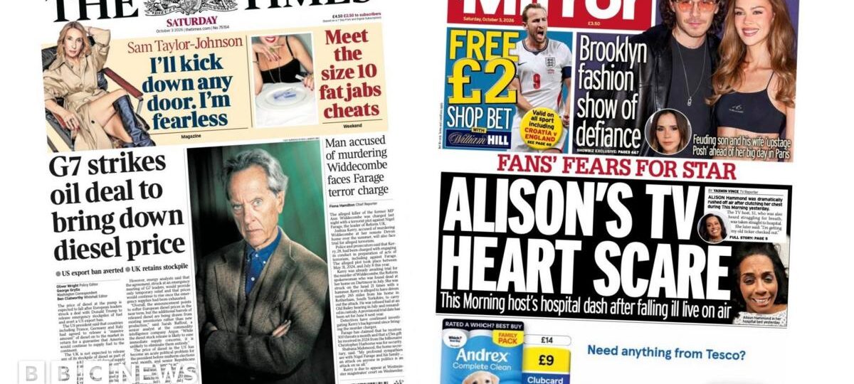The Papers: 'G7 strikes oil deal' and 'Alison's TV heart scare'