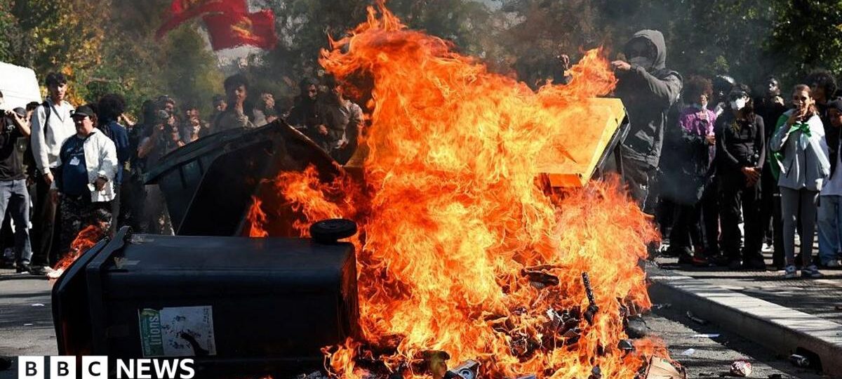 Fires break out at French schools as students protest nationwide