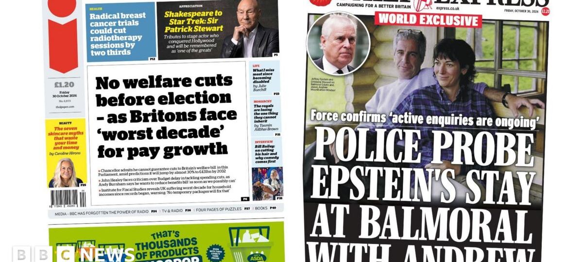 The Papers: 'No welfare cuts before election' and 'Police probe Epstein's Balmoral stay'