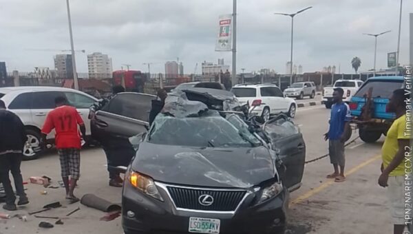 One dies, three injured as Lexus jeep crashes on Lagos coastal road
