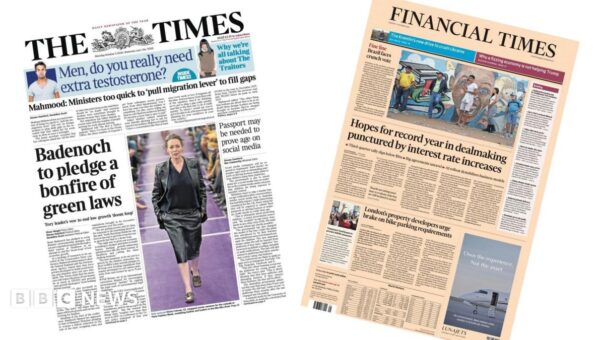 The Papers: Badenoch's 'bonfire of green laws' and 'Drop in global dealmaking'